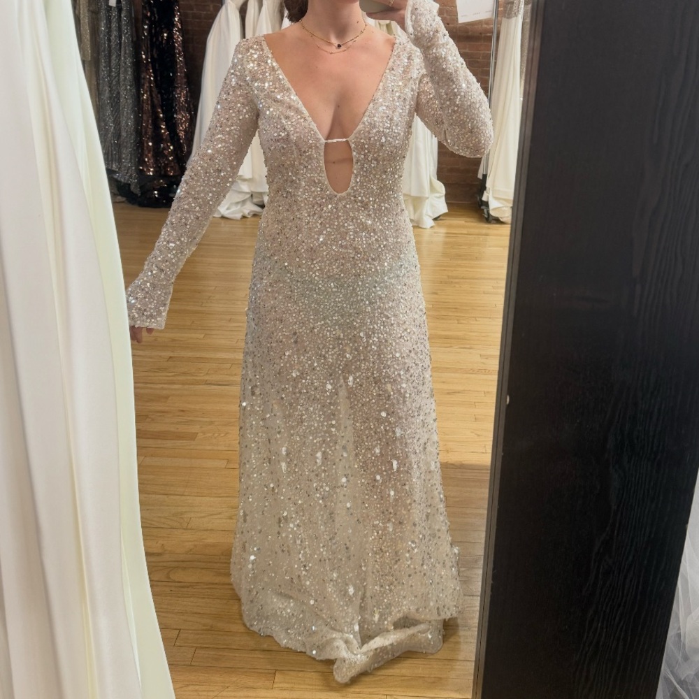 Chosen by Kyha Sequin Long Sleeve Wedding Dress